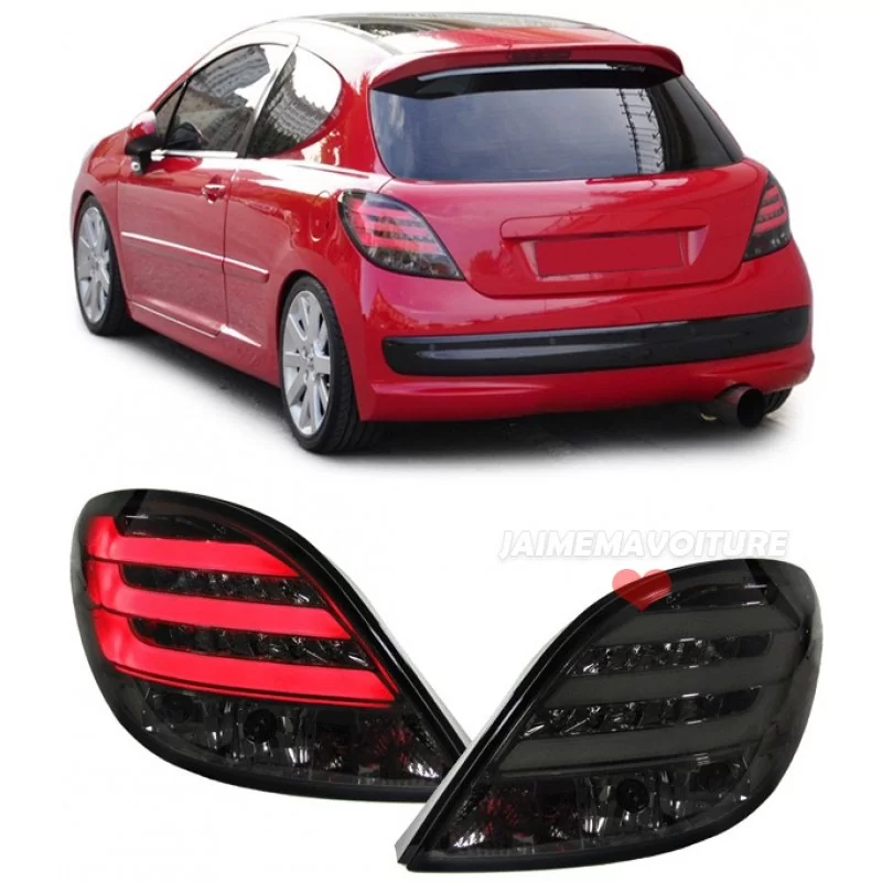 Zwarte gerookte led achterlichten Peugeot 207 2006 2007 2008 2009 Zwarte gerookte led achterlichten Peugeot 207 2006 2007 2008 2009