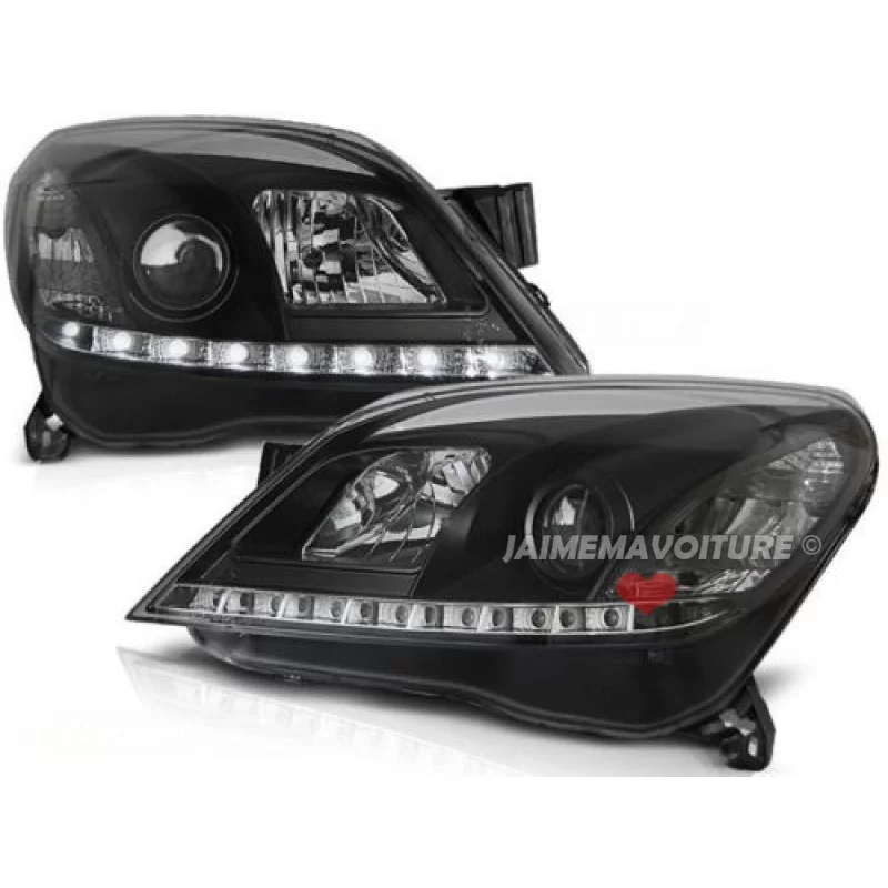 Phares avants leds pour Opel Astra H Noir Phares avants leds pour Opel Astra H Noir