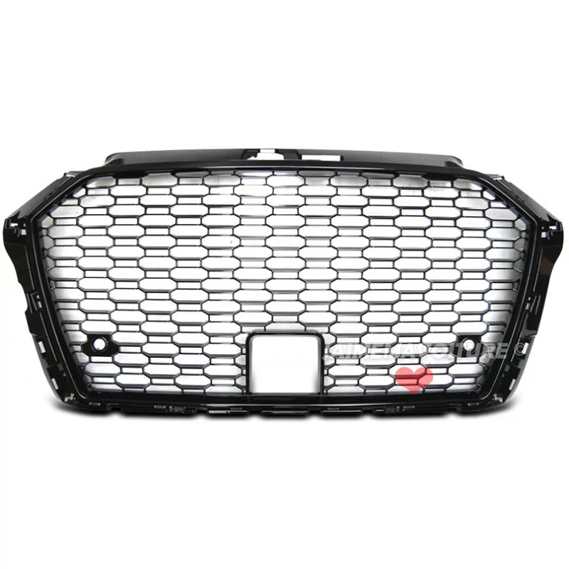 Grille para Audi A3 8V 2016-2019 look RS3 con orificio ACC-Black Chrome