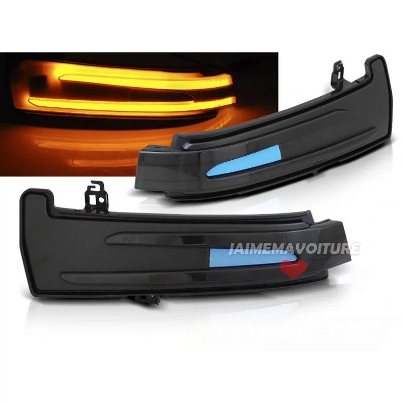 Smoked turn signals with dynamic LED mirrors for Mercedes C-Class, E-Class, A-Class, B-Class, CL, CLS, GLK, Classi