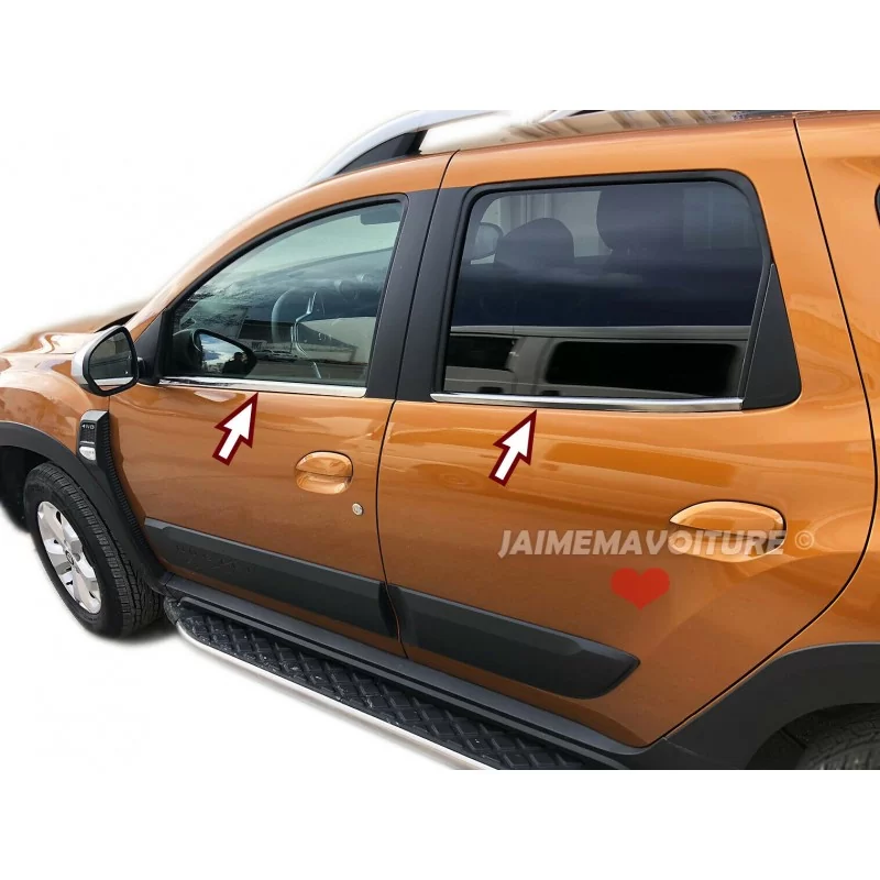 Chroom aluminium raamomlijsting Dacia Duster II 2018-2024