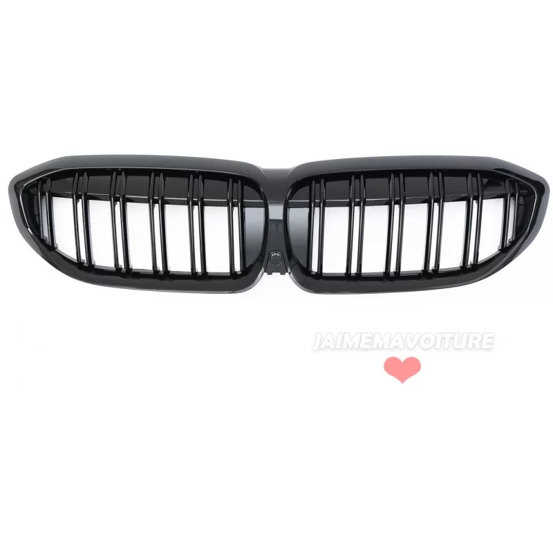Calandre noire vernie double barre pour BMW série 3 G20 G21 de 2019 2020 2021 Calandre noire vernie double barre pour BMW série 3 G20 G21 de 2019 2020 2021