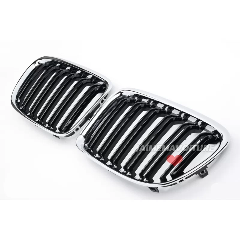 Calandre avant noire chrome look sport BMW X1 E84 de 2009 à 2012 Calandre avant noire chrome look sport BMW X1 E84 de 2009 à 2012