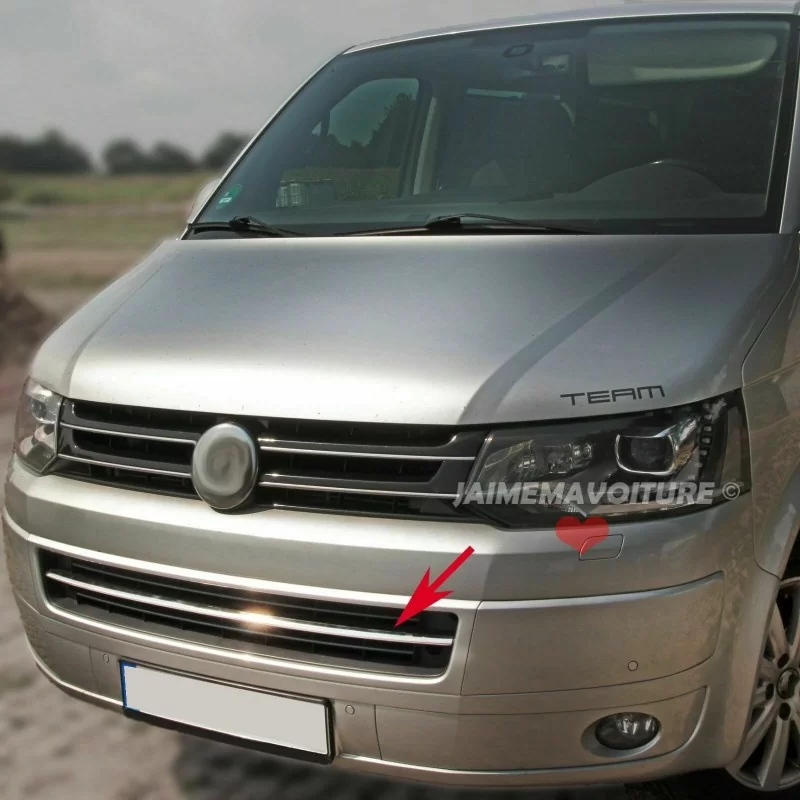 Stainless steel front bumper VW T5 TRANSPORTER, chrome alloy add-on