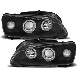 Faros delanteros negros angel eyes para Peugeot 106