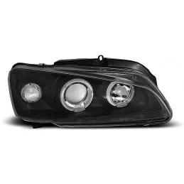 Phares avants noir angel eyes pour Peugeot 106