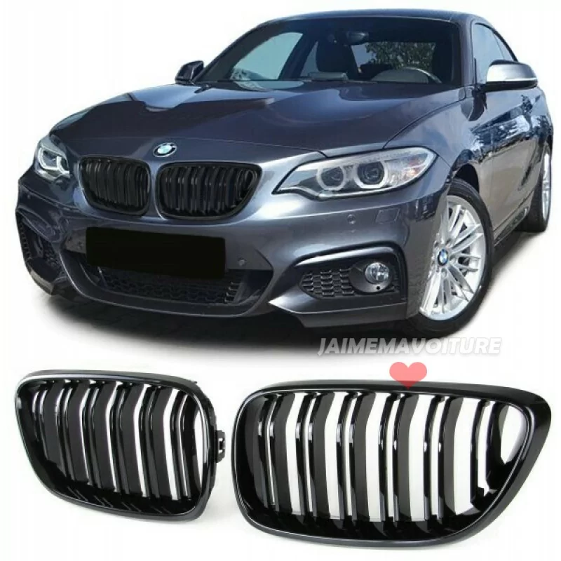 Glänzend schwarzer Kühlergrill für BMW 2er F22 F23 look F87 M2