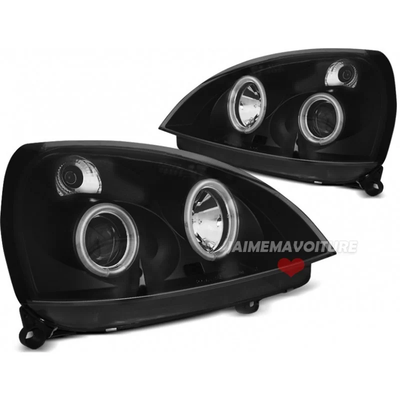 Fari anteriori Angel eyes CCFL Renault Clio 2 Nero