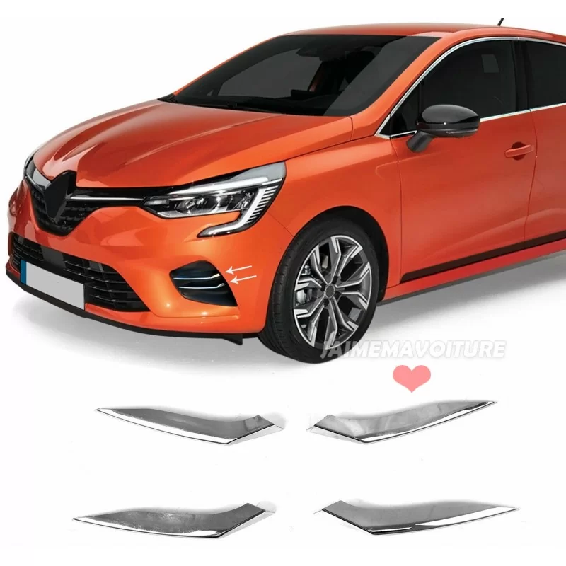 Rajout chrome alu grilles latérales pare-choc avant Renault Clio 5 Rajout chrome alu grilles latérales pare-choc avant Renault Clio 5