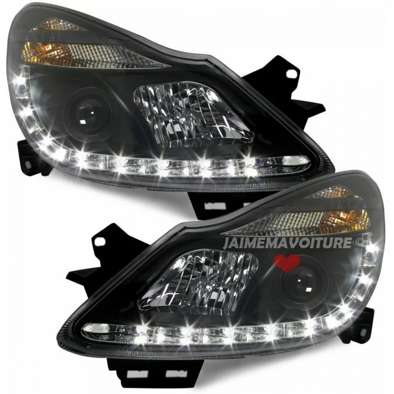 Faros delanteros Opel Corsa D led Sonar negro