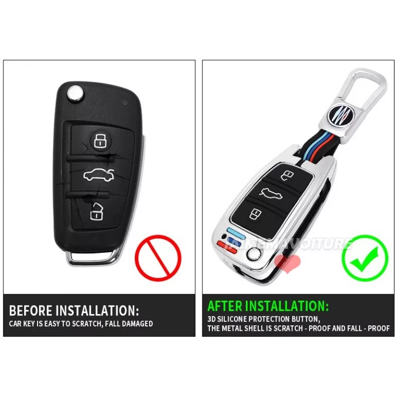 accesorios de repuesto para llave de coche con 3 botones compatible con Audi A1 A2 A3 A4 A6 A8 Q5 Q7 TT Carcasa de repuesto de silicona para llavero azul, funda de silicona