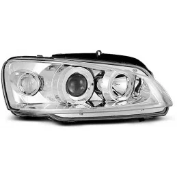 Phares avants chrome angel eyes pour Peugeot 106