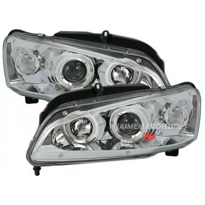 Front headlights chrome angel eyes for Peugeot 106