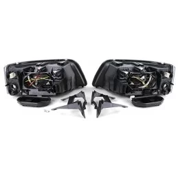 Faros para VW T5 Transporter Caravelle Multivan Black 2003-2009 Jaimemavoiturett 8 - Jaimemavoiture.fr 