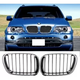 Pair of full chrome radiator grilles for BMW X5 E53 phase 1