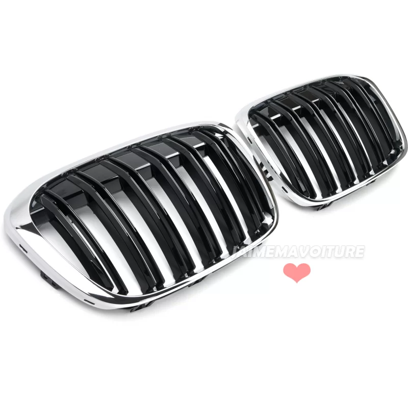 Grilles de calandre pour BMW X1 F48 2015-2019 - Noire chrome