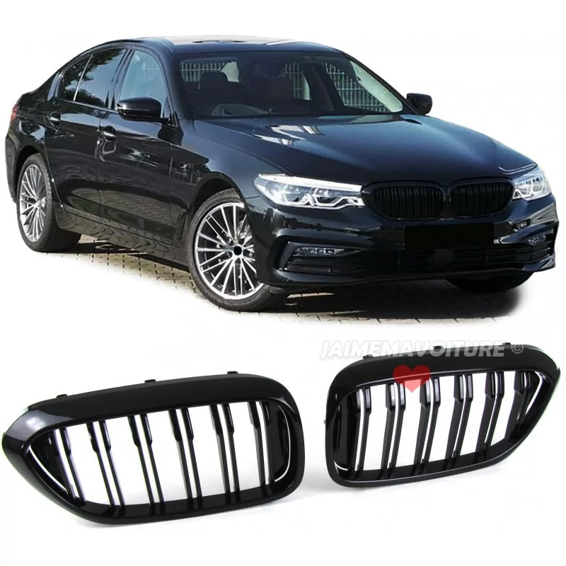 Grilles de calandre pour BMW Série 5 G30 look M5 noire vernie 2017-2019