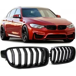 Hoogglans zwarte dubbele grille voor BMW 3 Reeks F30 F31