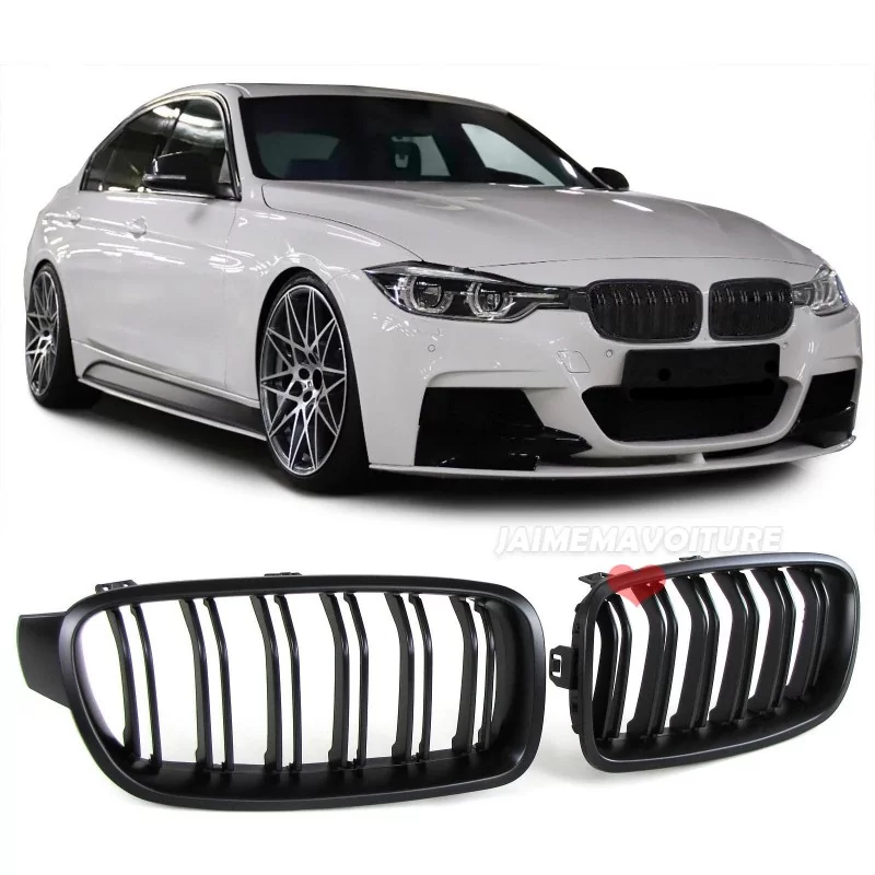 Calandre double barre noire mate pour BMW Série 3 F30 F31