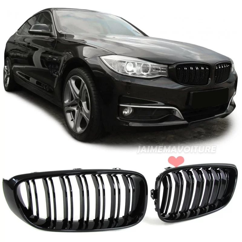 Parrilla de doble barra negra brillante para BMW Serie 3 F30 F31 Parrilla de doble barra negra brillante para BMW Serie 3 F30 F31