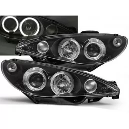 Front lights Angel Eyes for Peugeot 206 - black