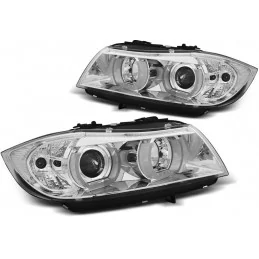 Headlights front angel eyes 3D for BMW 3 Series E90 E91 2005-2008 - Chrome