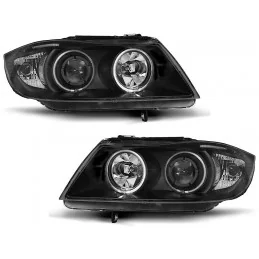 Faros delanteros angel eyes CCFL para BMW E90 + E91 negro