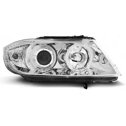 Phare avant angel eyes CCFL pour BMW Série 3 E90 E91 2005-2008 - Chrome