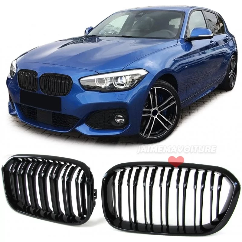 Pair of black-look M patent grilles for BMW Series 1 F20 F21 LCI