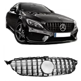 Grille calandre noire Panamerica Mercedes classe C W205 2014-2018 Avec trous caméra