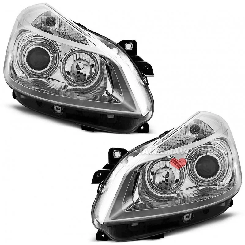 Phares Renault Clio MK3 01-05 avec 2 Anneaux lumineux Angel Eyes