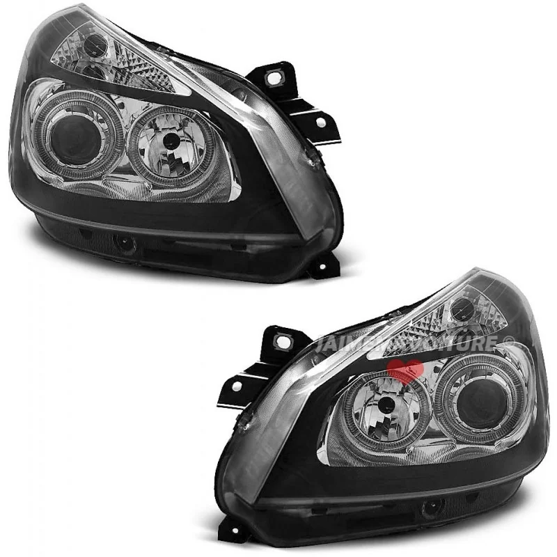 Faros delanteros angel eyes para Renault Clio - negro