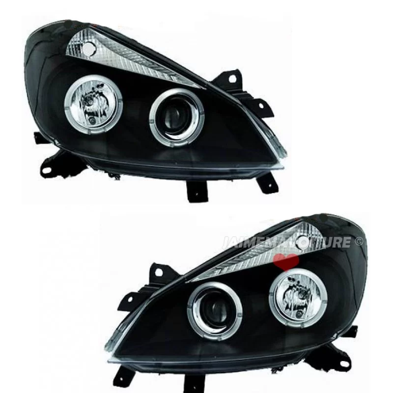 Renault Clio 3 - Angel eyes-strålkastare fram Svart Renault Clio 3 - Angel eyes-strålkastare fram Svart