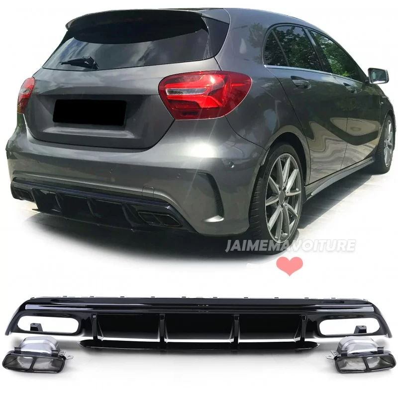 Diffuser kit for Mercedes AClass A45 AMG facelift look - BLACK EMBOUTS