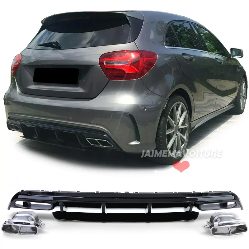 Bakre diffusor stötfångare Mercedes A-klass A45 AMG facelift look - CHROME EMBOULTS Bakre diffusor stötfångare Mercedes A-klass A45 AMG facelift look - CHROME EMBOULTS