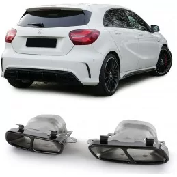 Doppio terminale di scarico per Mercedes A45 AMG / CLA45 / GLA 45 AMG - NERO