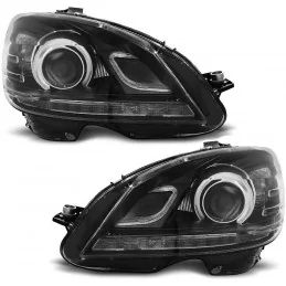 Front headlights led for Mercedes class C - Black