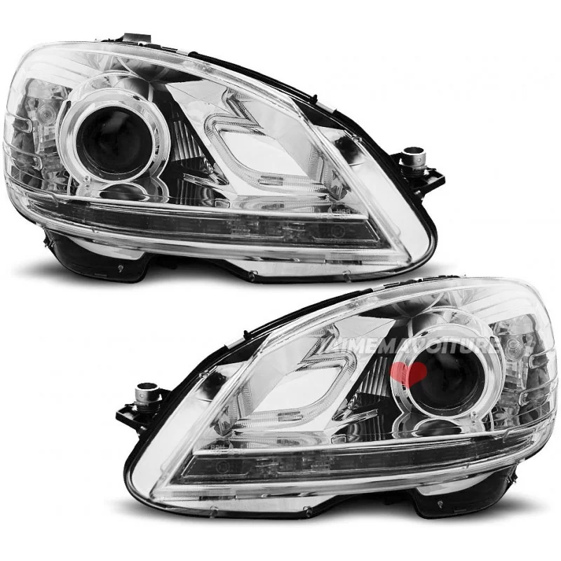 Front headlights led for Mercedes class C - Chrome