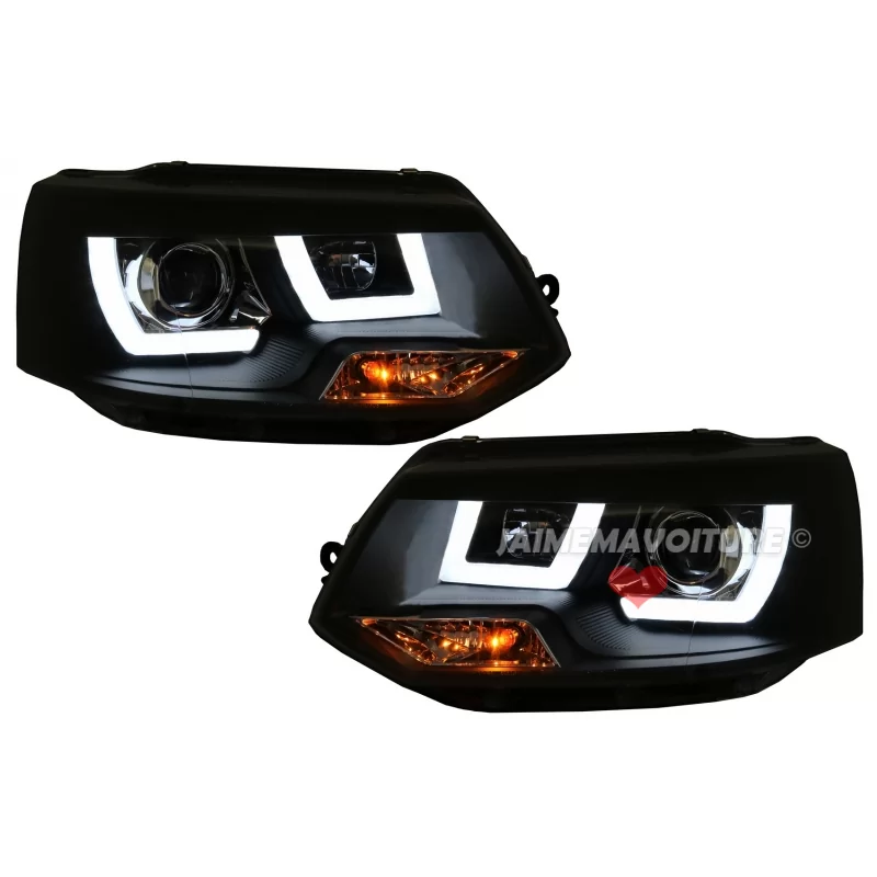 Schwarze U-Leds Frontscheinwerfer für VW T5 2010-2015