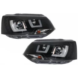 Schwarze U-Leds Frontscheinwerfer für VW T5 2010-2015