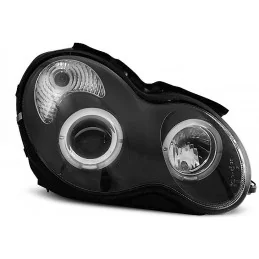 Phares avants Angel eyes pour Mercedes classe C 2000-2004 Noir