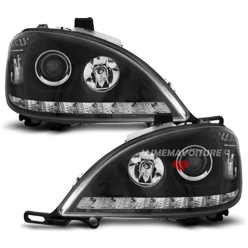 Fari anteriori a LED neri Mercedes ML W163 1998-2001 Fari anteriori a LED neri Mercedes ML W163 1998-2001