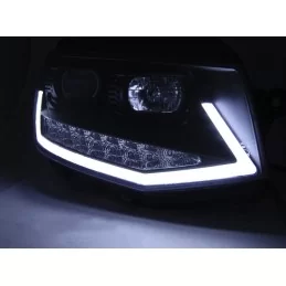 Black led front headlights daytime running lights for VW T6 2015-2019