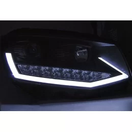 Black led front headlights daytime running lights for VW T6 2015-2019