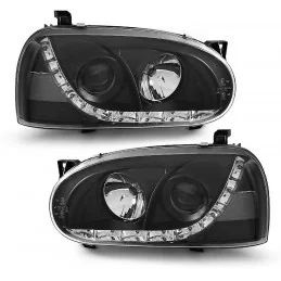 Led-strålkastare med djävulsögon fram för Golf 3 Black