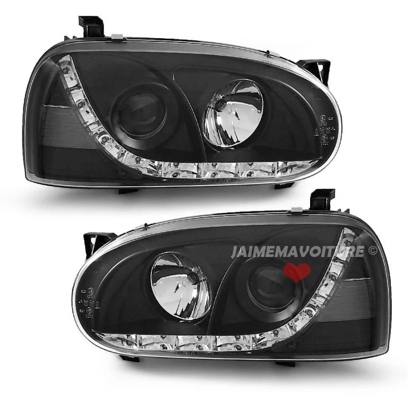 Frontscheinwerfer led Devil Eyes für Golf 3 Sonar schwarz