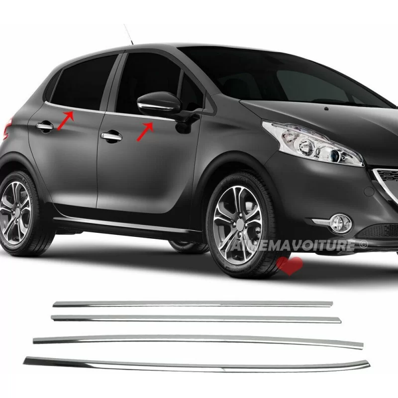 Chroom raamomlijsting voor Peugeot 208