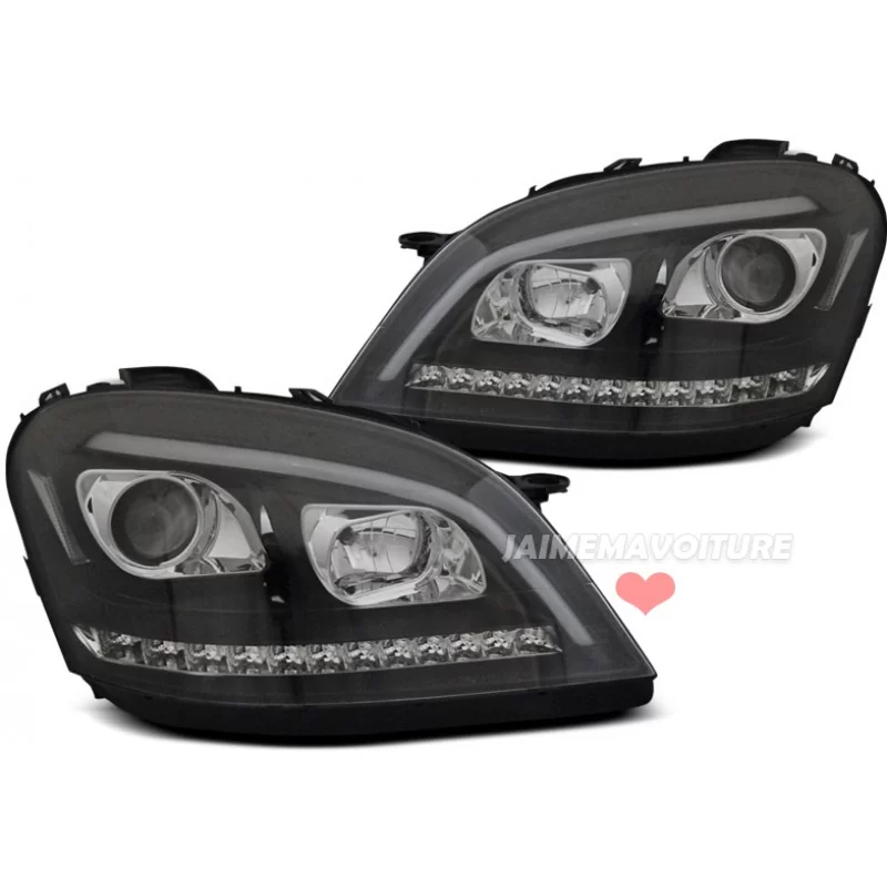 Phares avants à led tube pour Mercedes ML W164 - Noir Phares avants à led tube pour Mercedes ML W164 - Noir