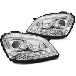 Phares avants à led tube pour Mercedes ML W164 - Chrome