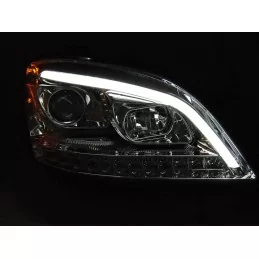 Tube led headlights for Mercedes ML W164 - Chrome